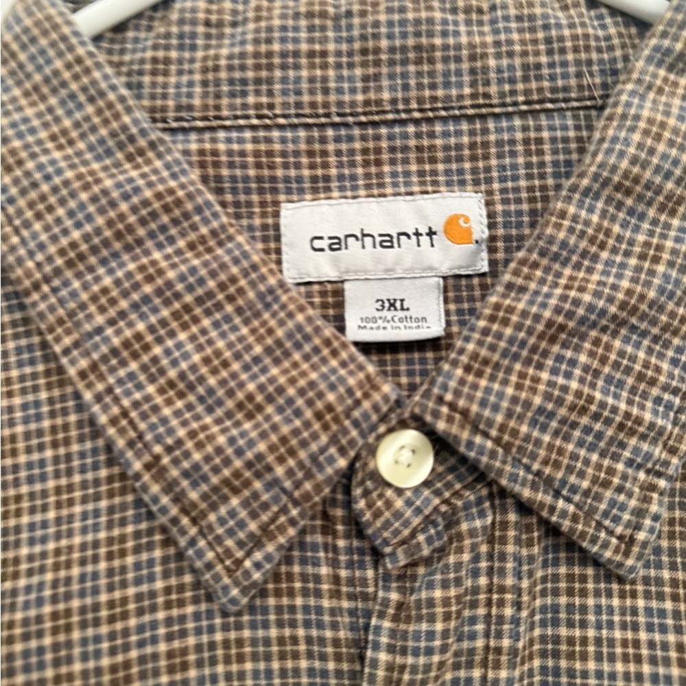 Carhartt Long Sleeve Button up, Brown Checkered Men’s 3X